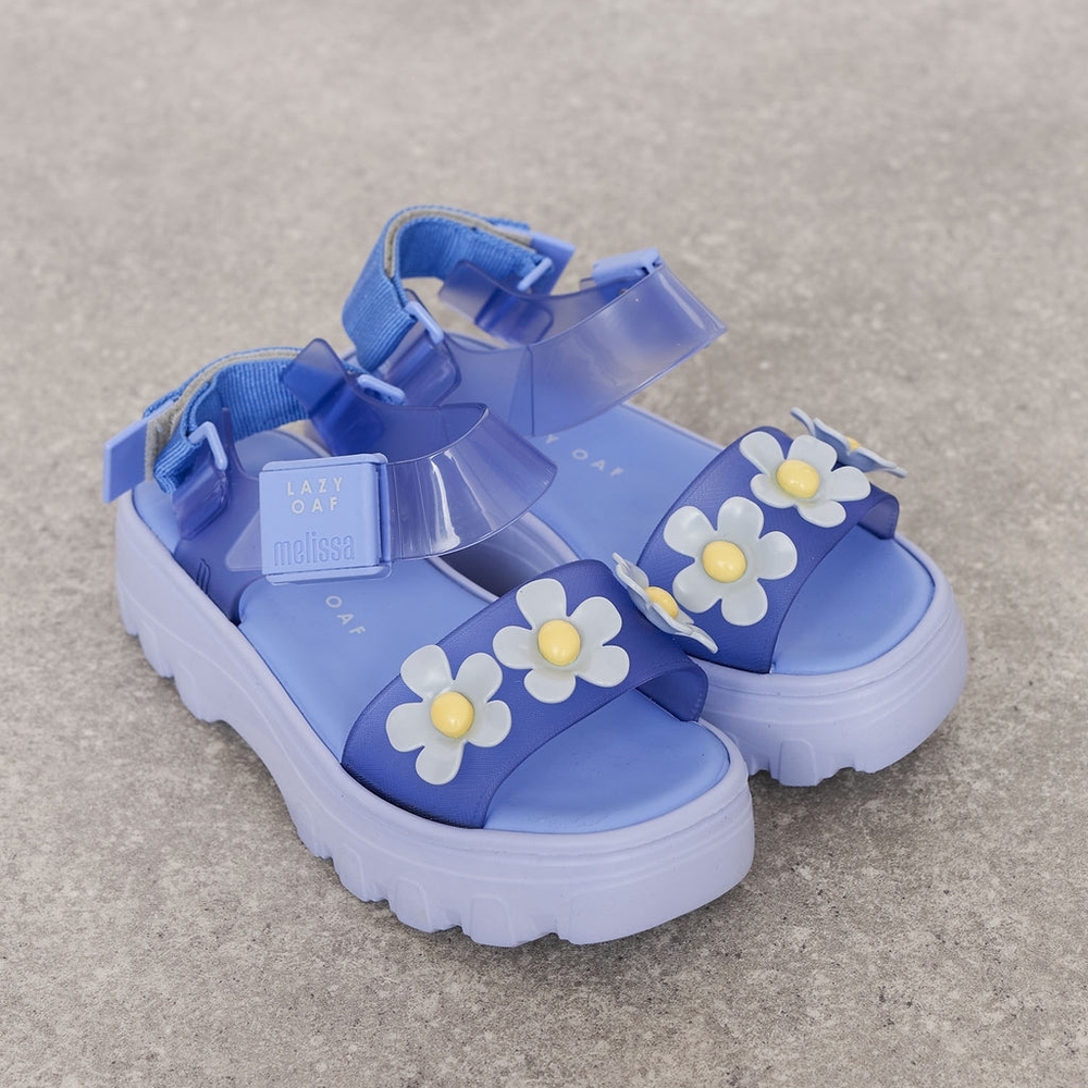 Lazy Oaf Blue Sandals with Daisy Accents